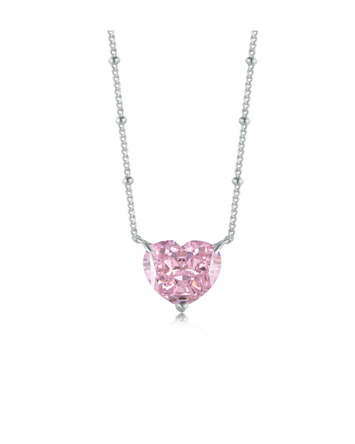 Bold Heart Necklace in Pink