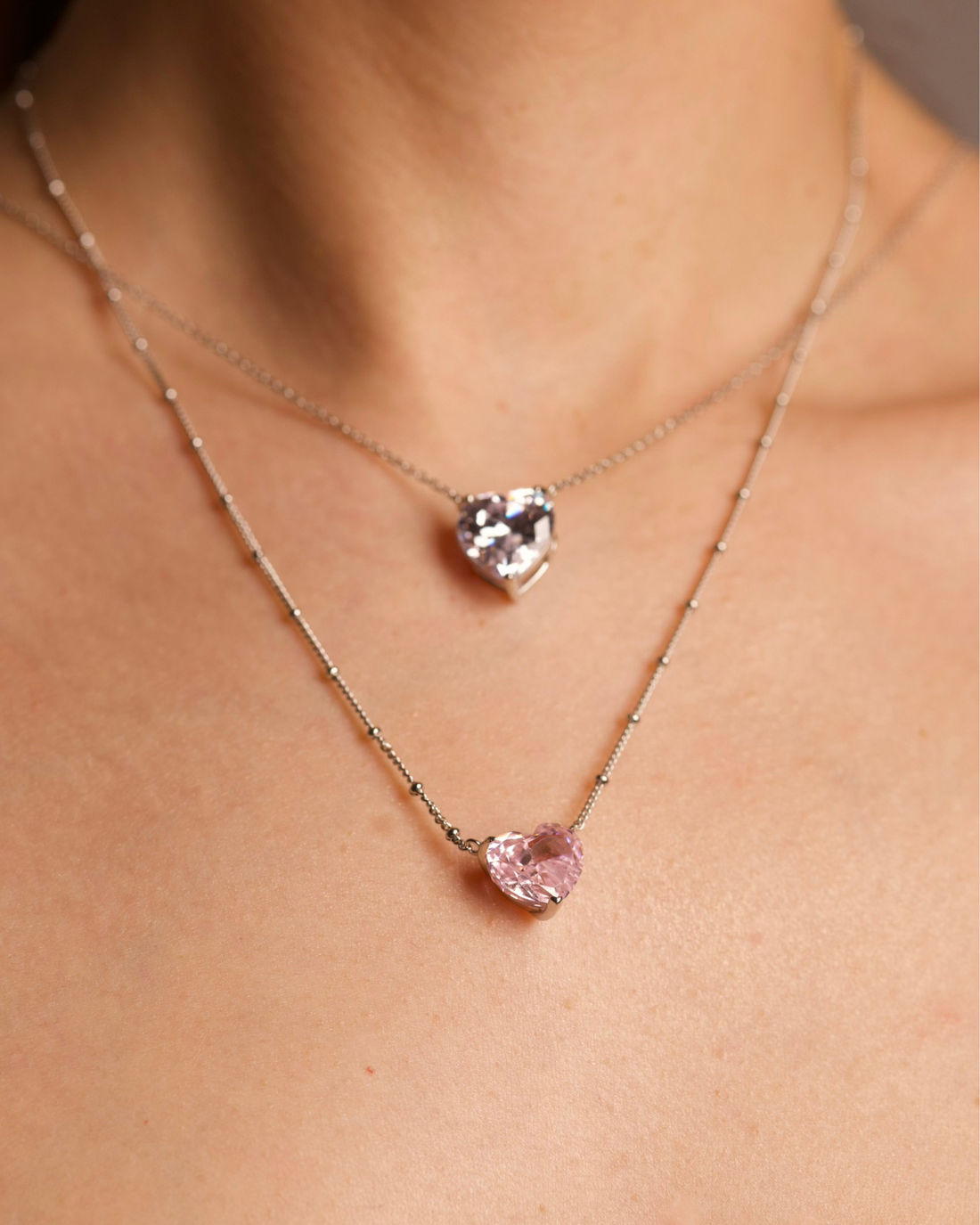 Bold Heart Necklace in Pink