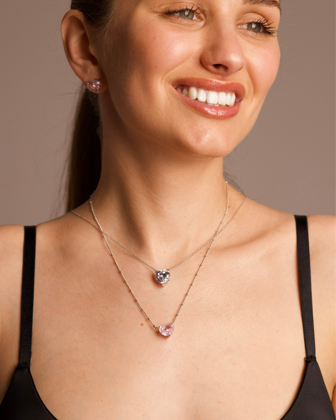 Bold Heart Necklace in Pink